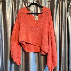Brand new Free People watermelon smile crop sweater